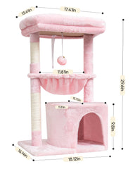 SYANDLVY torre-gato-rascador-rosa: poste de sisal natural para rascar sin dañar muebles.