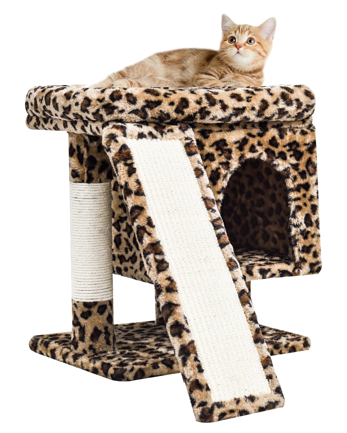 SYANDLVY torre gatos Leopardo, percha interior suave para descanso cómodo.