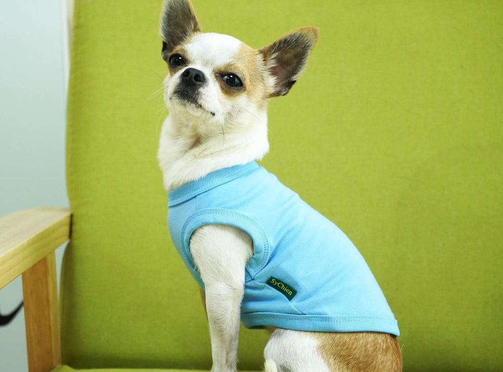 SyChien Paquete doble de camisas azules lisas para perros XXL