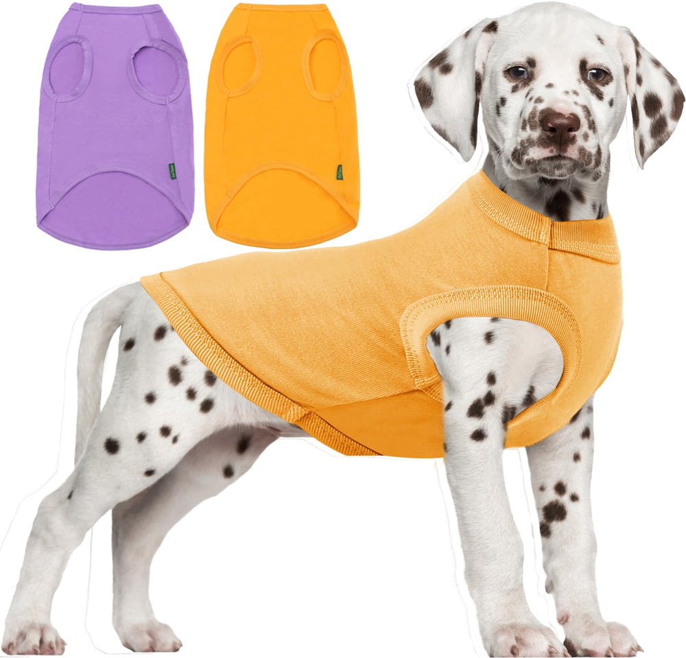 SyChien camiseta para perros algodón mediana amarilla, vista frontal, tacto suave para pelaje cómodo.