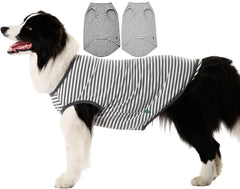 Camiseta SyChien para perro rayada gris/blanco, cómoda para paseos