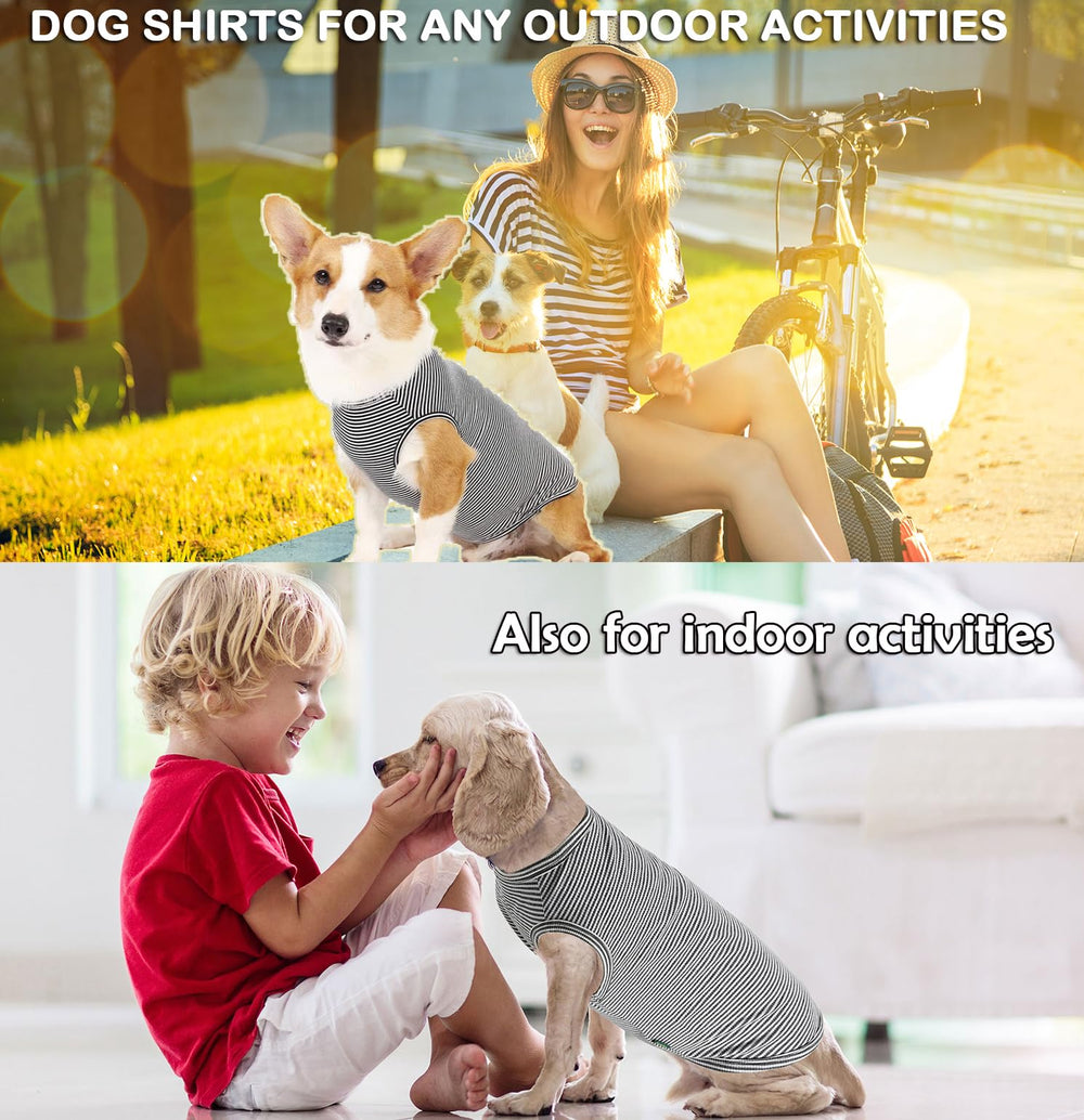 SyChien camiseta perro rayas grises espalda, libertad de movimiento.