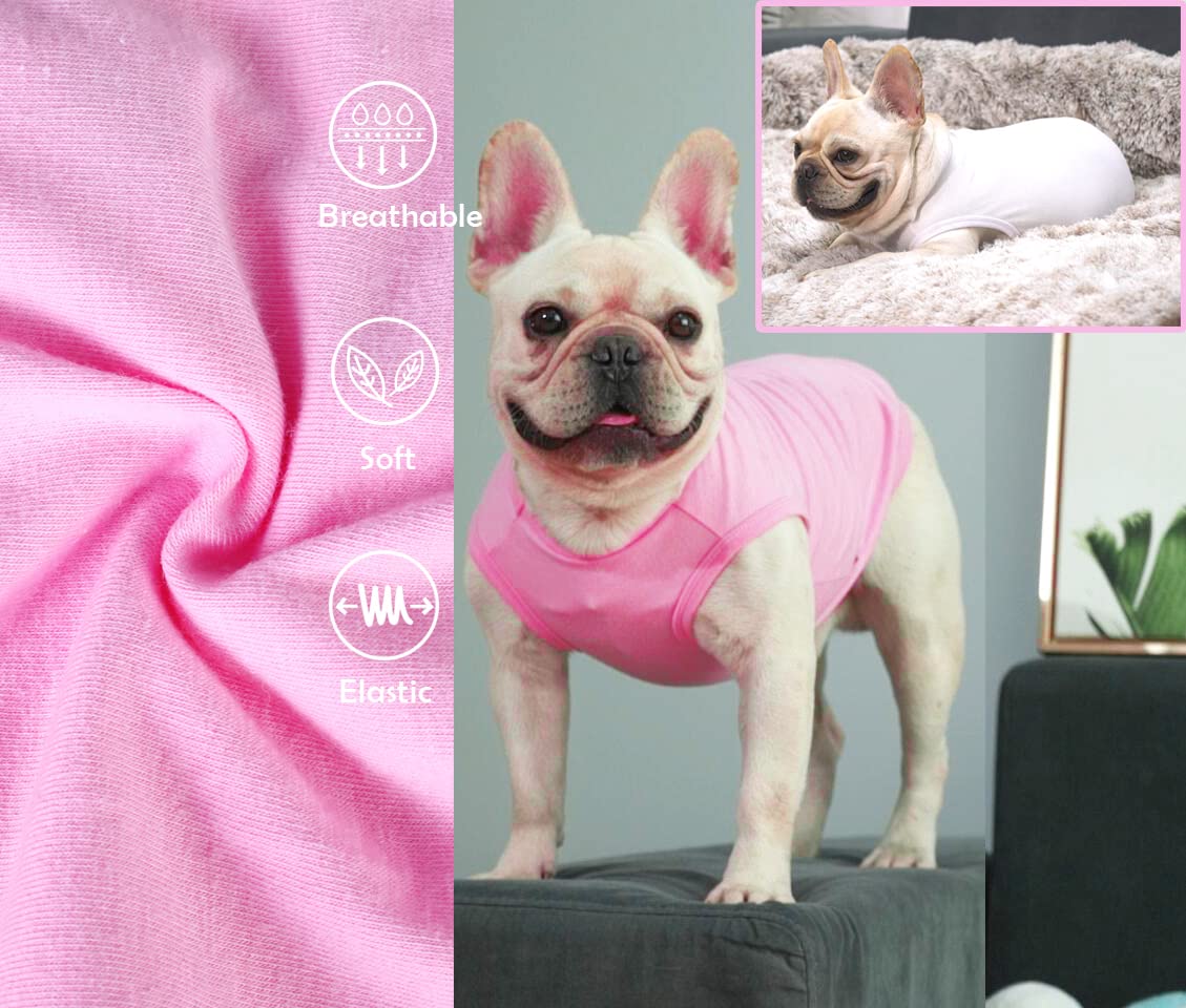 SyChien Camiseta rosa-blanco con costuras reforzadas, duradera para paseos diarios.
