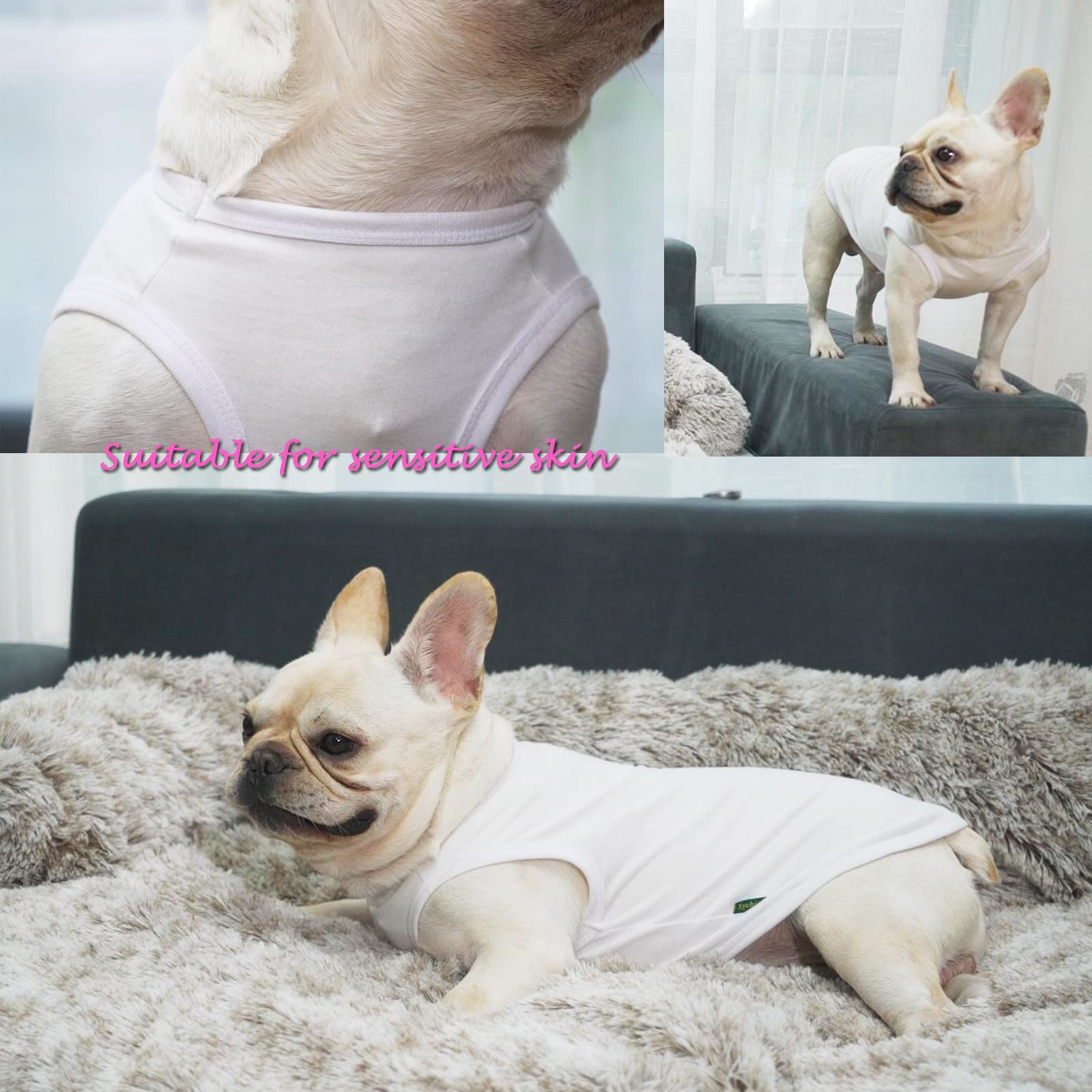 Camiseta SyChien para perro rosa-blanco, protección solar ligera para piel sensible.