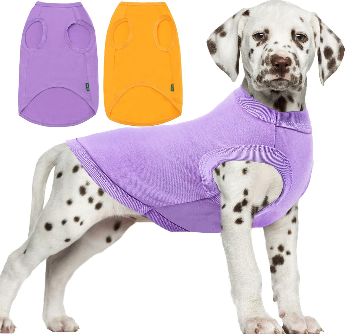 SyChien camiseta para perro sin mangas en amarillo y púrpura, ideal para razas pequeñas.