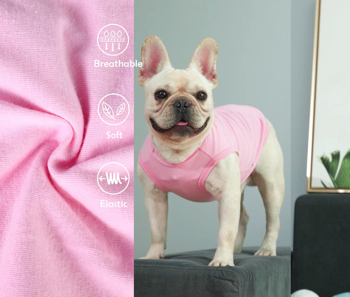 Camiseta rosa SyChien para perro pequeño, ajuste elástico y cómodo.