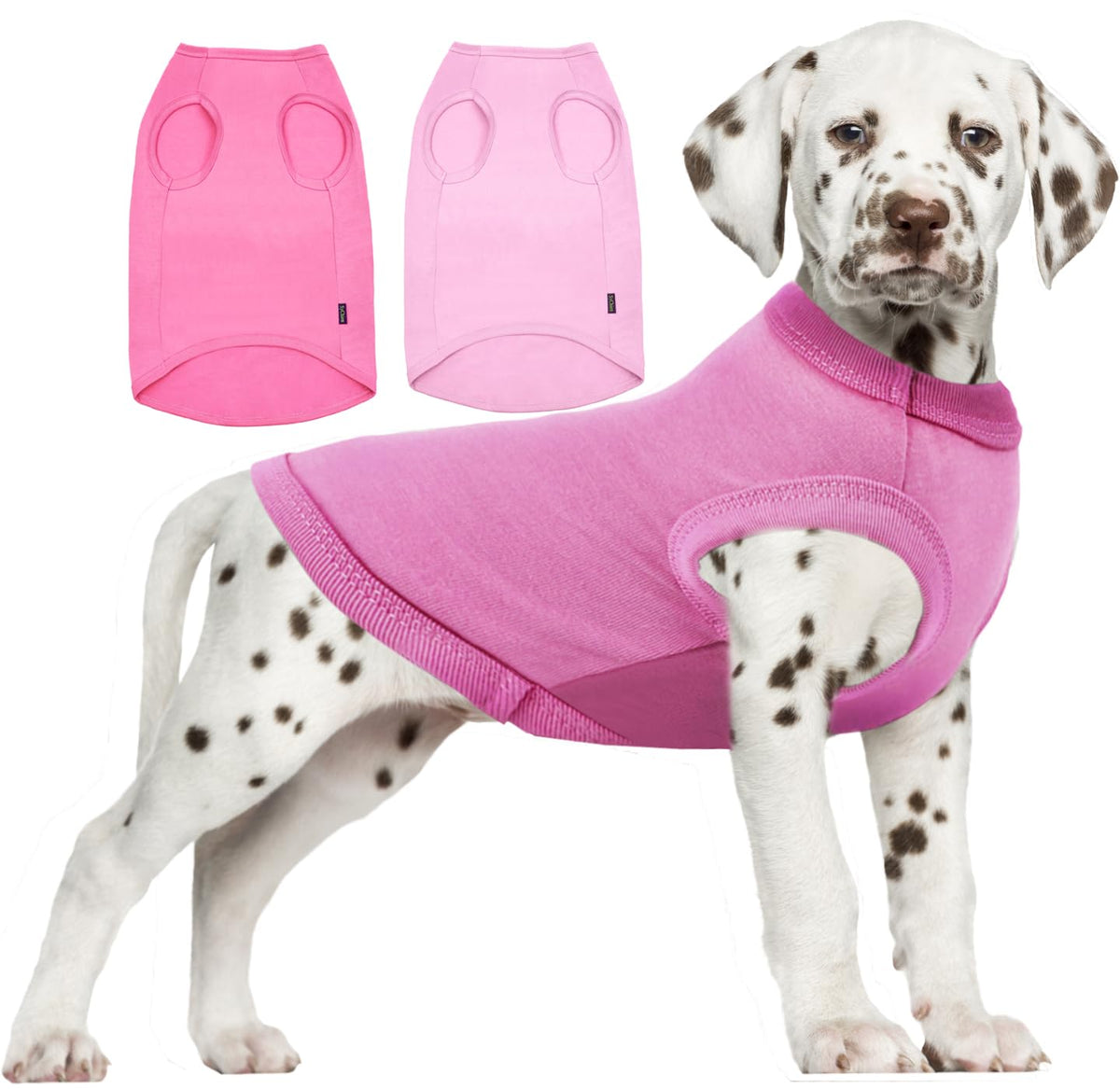 Camiseta rosa SyChien para perro pequeño, vista frontal, ideal para uso diario.