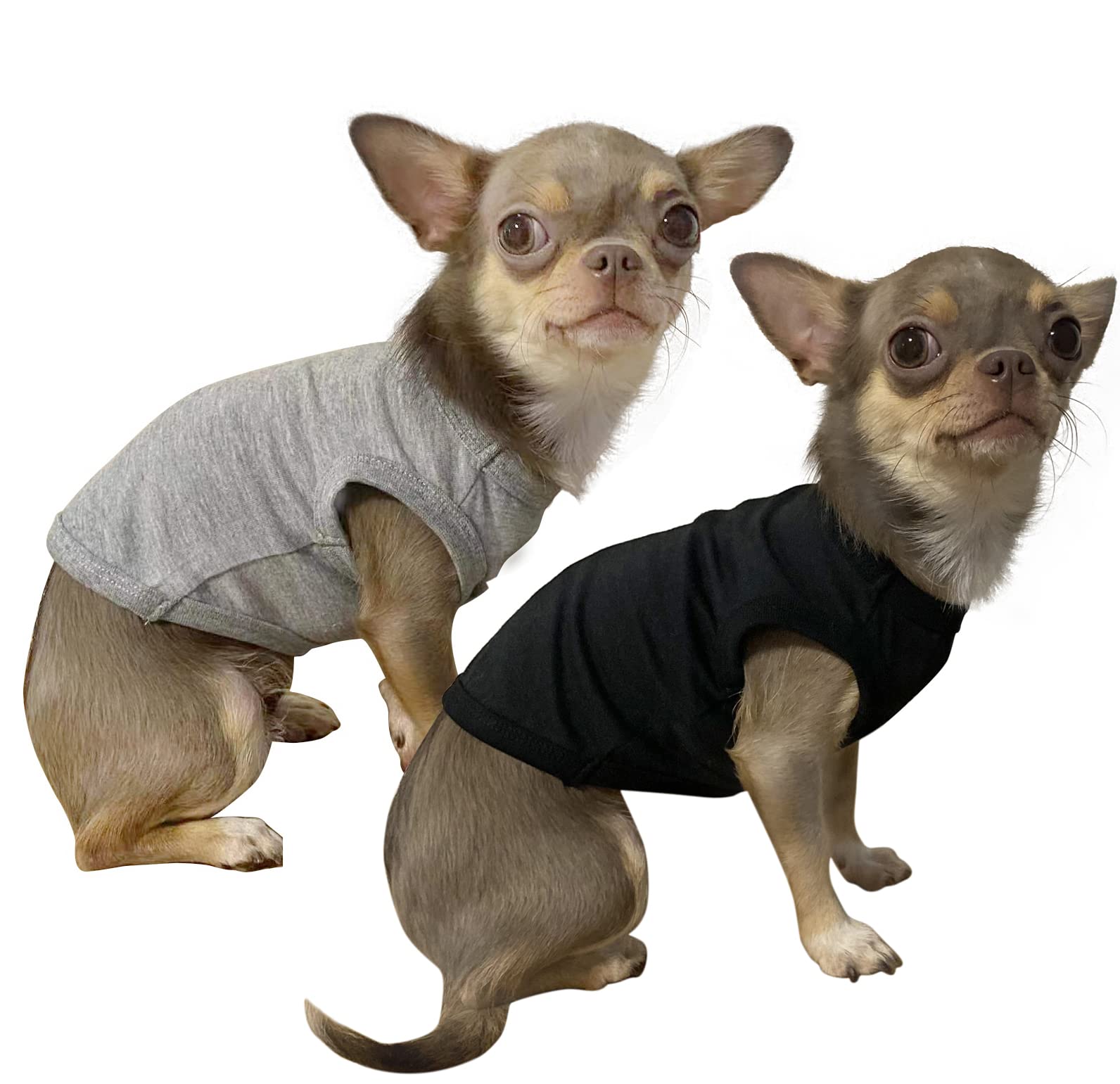 SyChien Camisetas para Perros Pequeños, color negro y gris, combinan con atuendos
