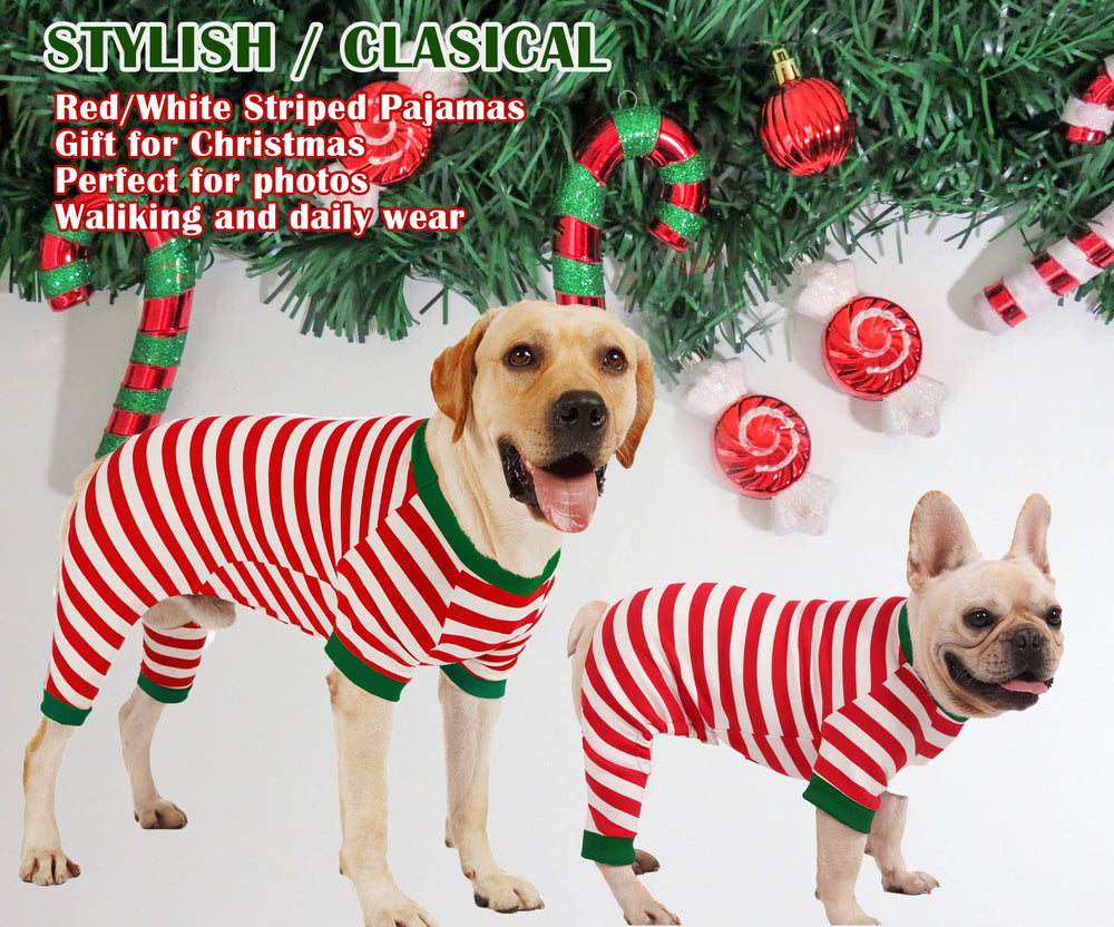Pijama navideño SyChien para perro dorso rojo-blanco, libertad de movimiento