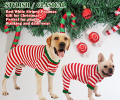 Pijama navideño SyChien para perro dorso rojo-blanco, libertad de movimiento