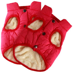 Syhood cazadora para perro con doble forro de felpa rojo, abrigo cálido.