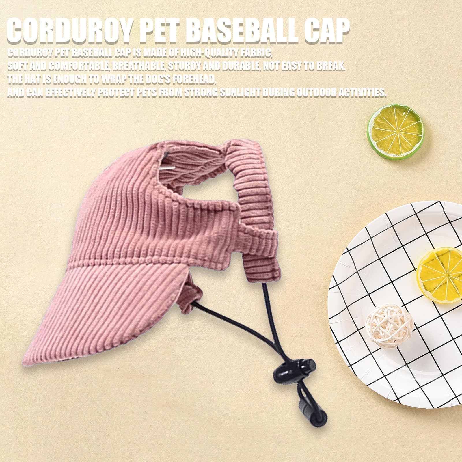 Gorra para perro Symphonyw con orejas descubiertas, rosa, perfecta para días de paseo.