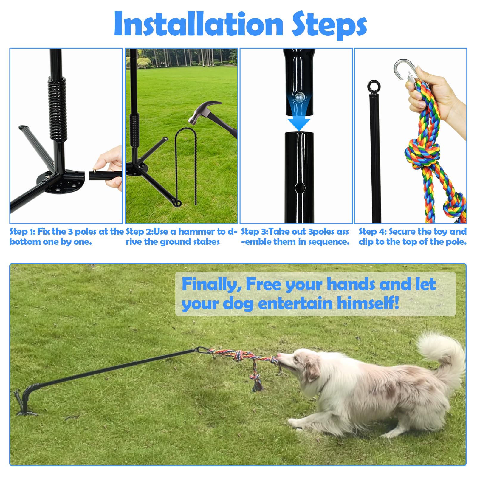 SYOOY dos cuerdas de juego para perros con campana integrada.