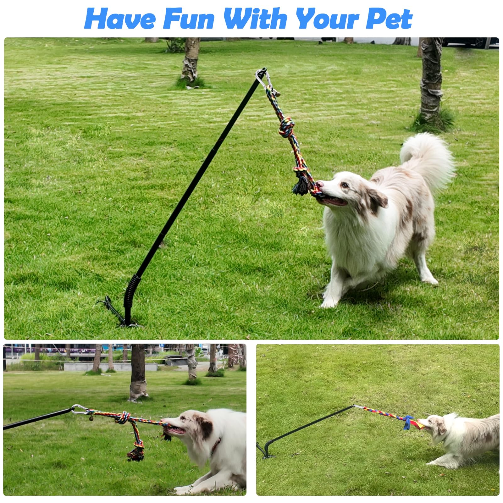 SYOOY juego con dos cuerdas para patio, ideal para perros de todos los tamaños.