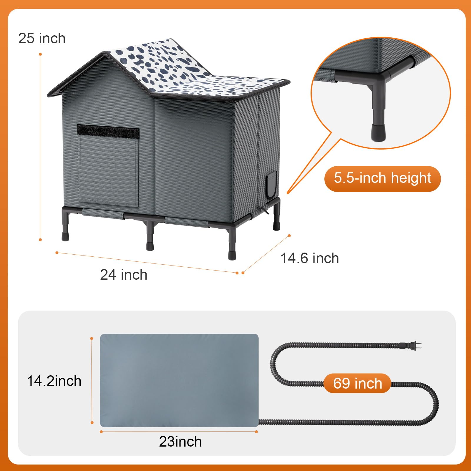 SYREMERS casa-gato-aislada con base elevada mantiene seco.