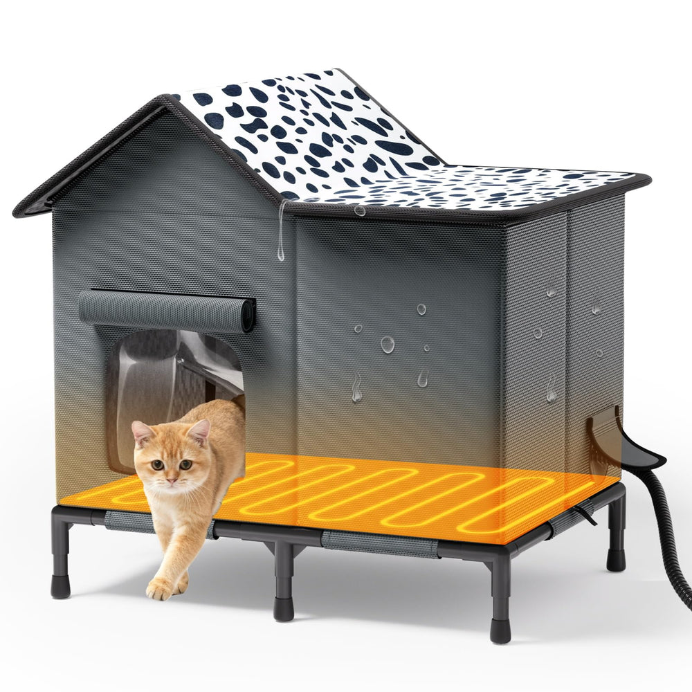 SYREMERS casa-gato-calefaccionada para exterior, refugio cálido al exterior.