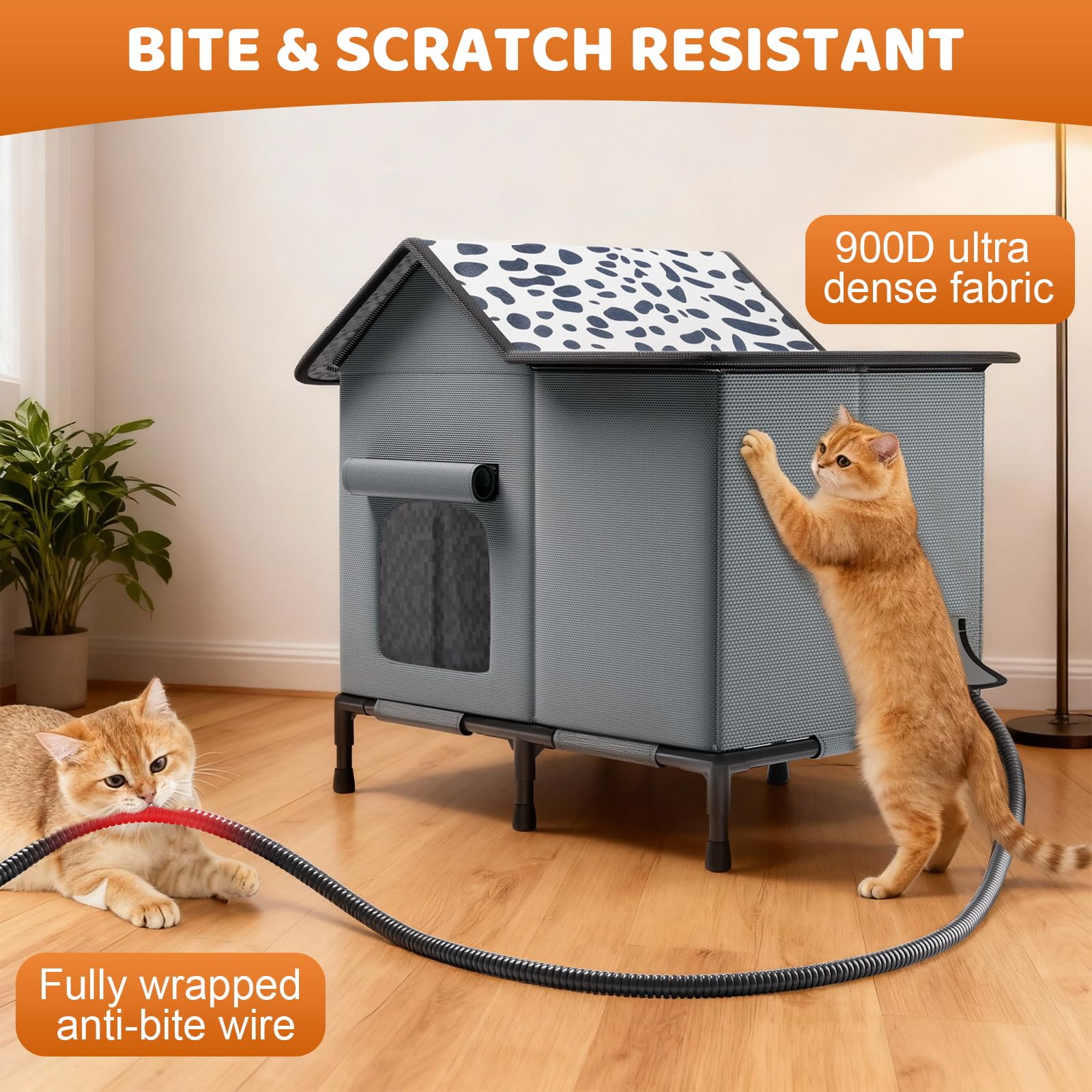 SYREMERS casa-gato-impermeable-duradera, resistente a la intemperie.