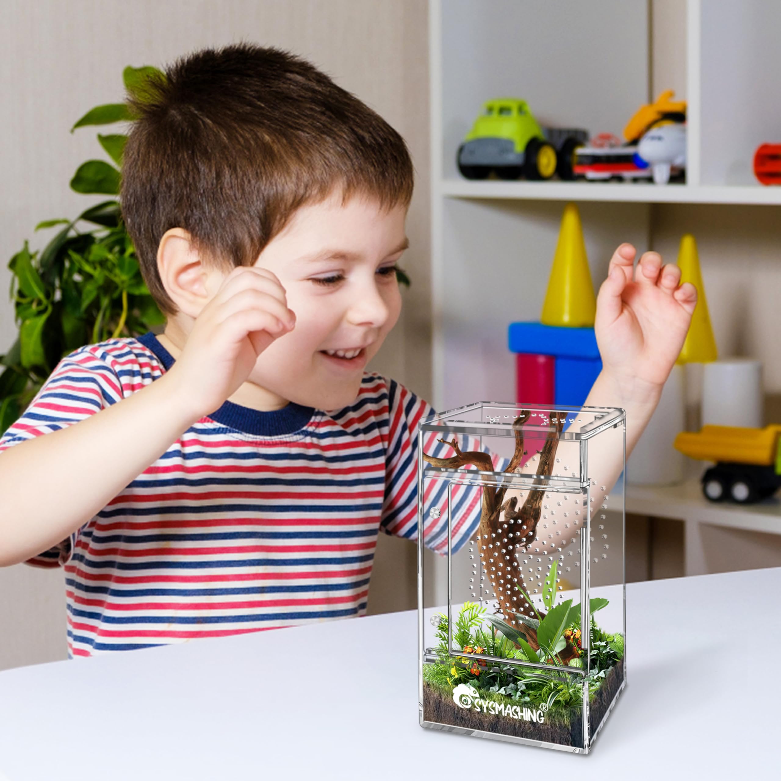 Sysmashing jaula para insectos, útil como terrario versátil para observación detallada.