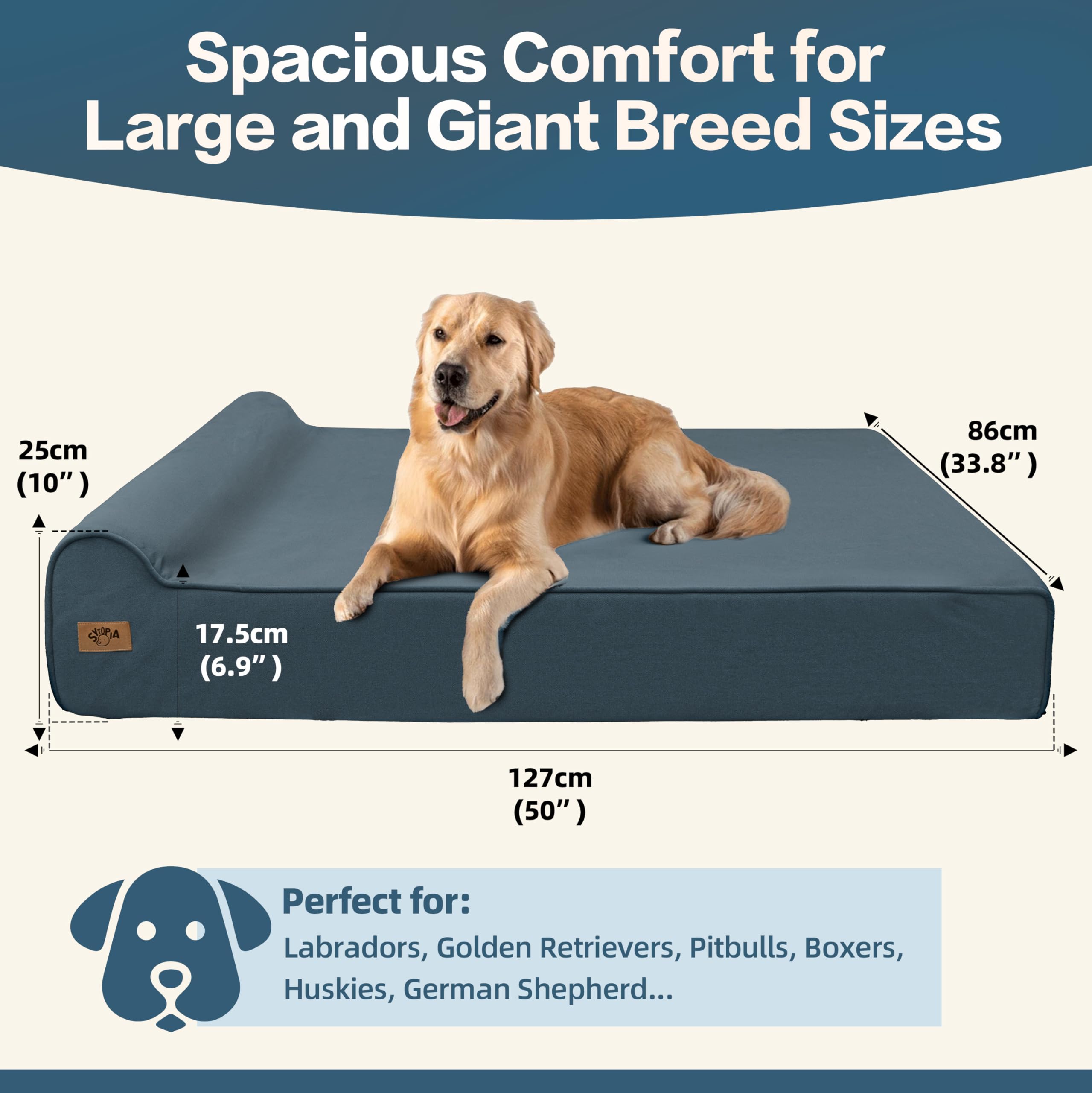 Soporte ortopédico para perros grandes en la cama Sytopia