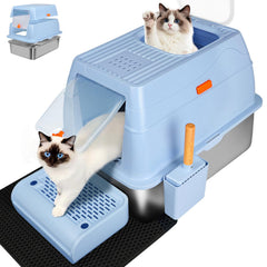 SZEE caja de arena para gatos, acero inoxidable, fácil de limpiar.