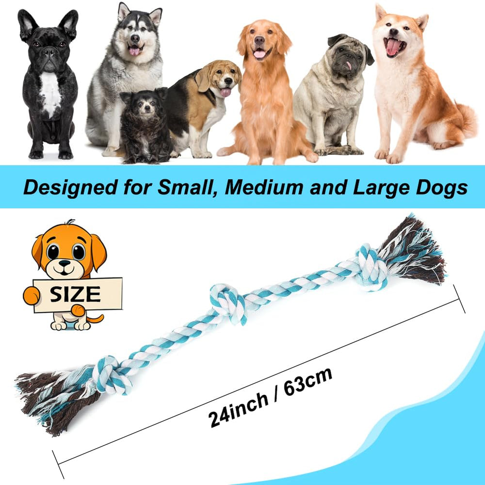 Cuerda natural SZEE para limpieza dental suave en perros azul
