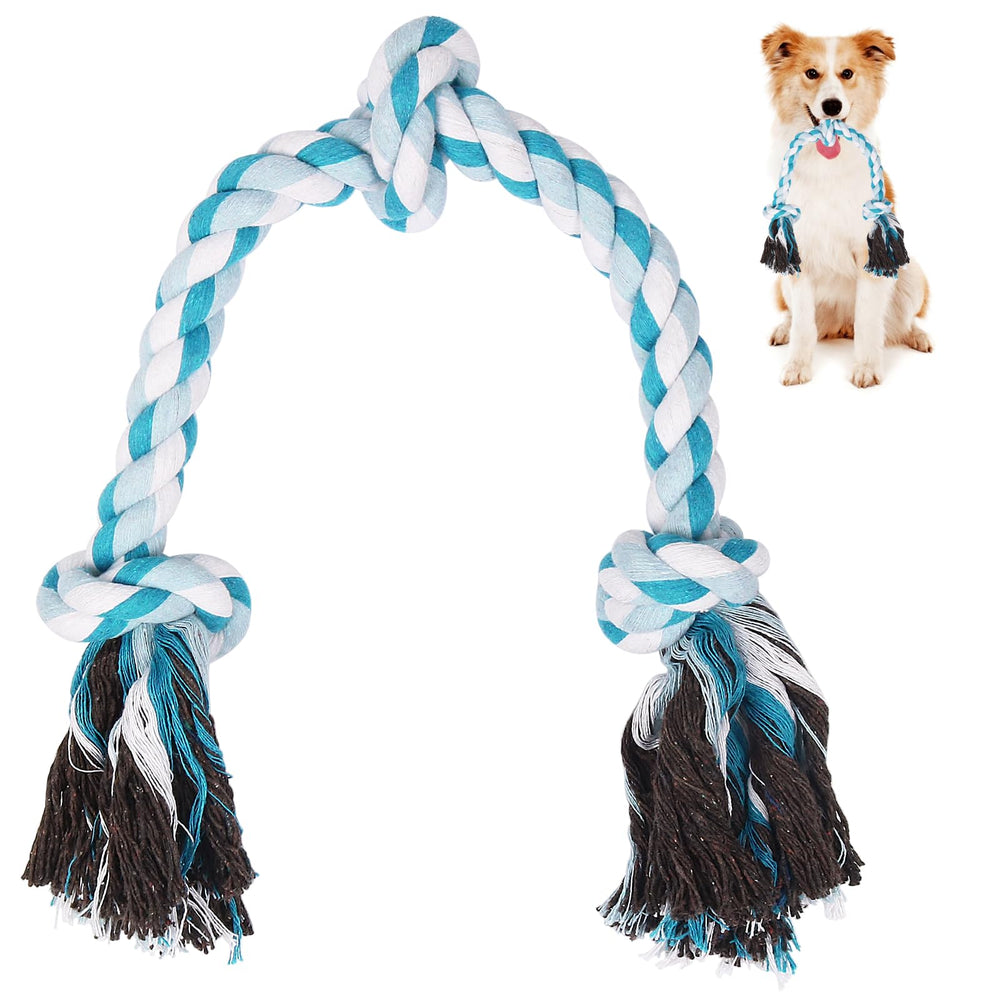 SZEE juguete de cuerda azul para perros, 24 pulgadas con 3 nudos