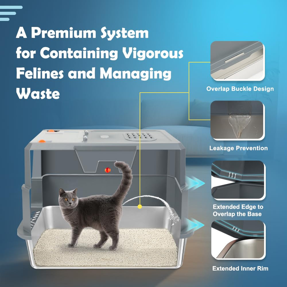 SZEE caja de arena de gran capacidad mide 21,5 x 13,5 x 5 pulgadas para gatos grandes.