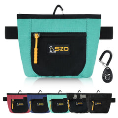 SZO bolsa de premios para perros con clicador y cinturón de entrenamiento, acceso rápido a golosinas.