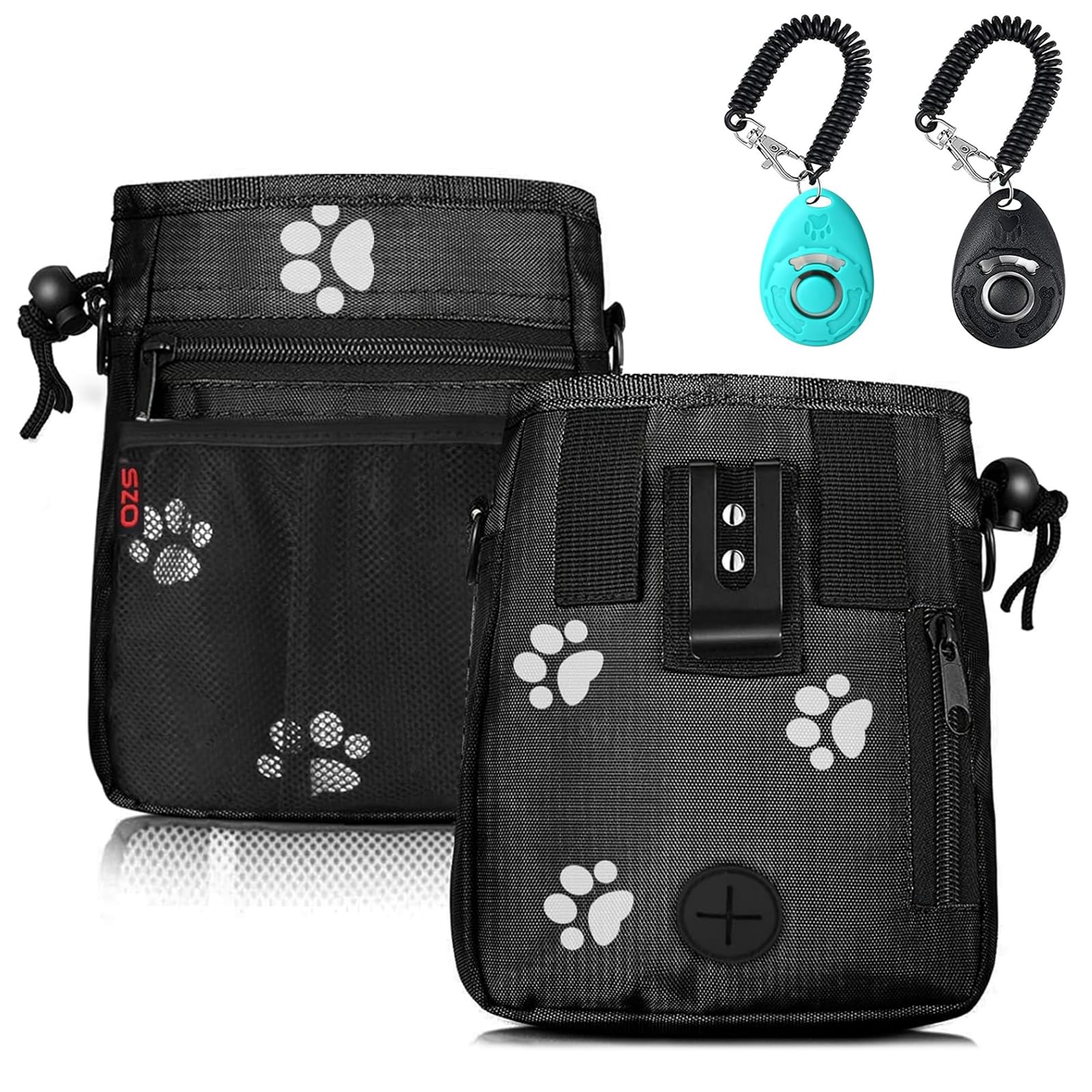SZO bolsa-premios-perros, vista frontal, gran capacidad para premios y accesorios.