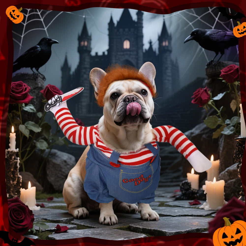 Disfraz versátil para Noche de Brujas y fiestas, T2Y Chucky-Parents, diversión para mascotas.