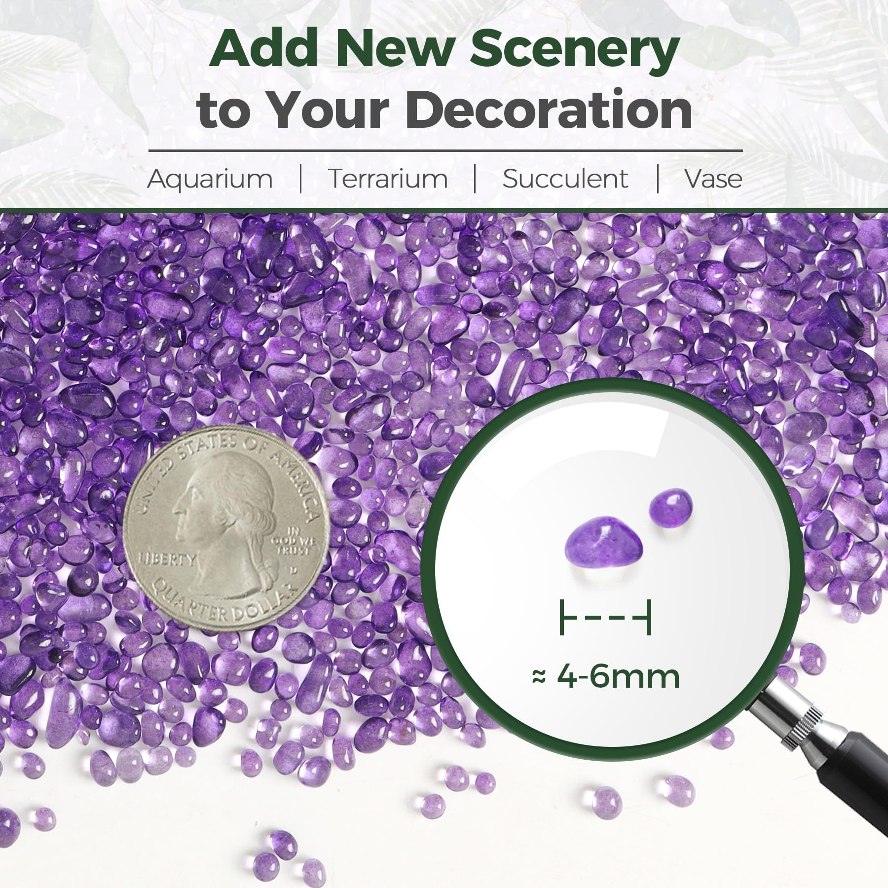Grava acuario T4U violeta: color vibrante para acentos decorativos.