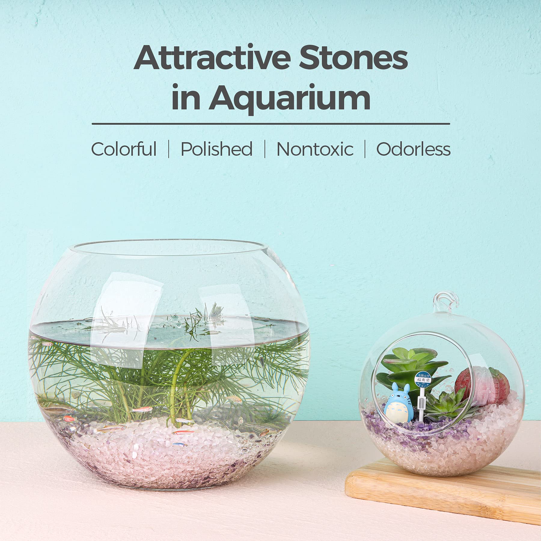 Piedras t4u rosadas para acuario ornamental y acuarios pequeños