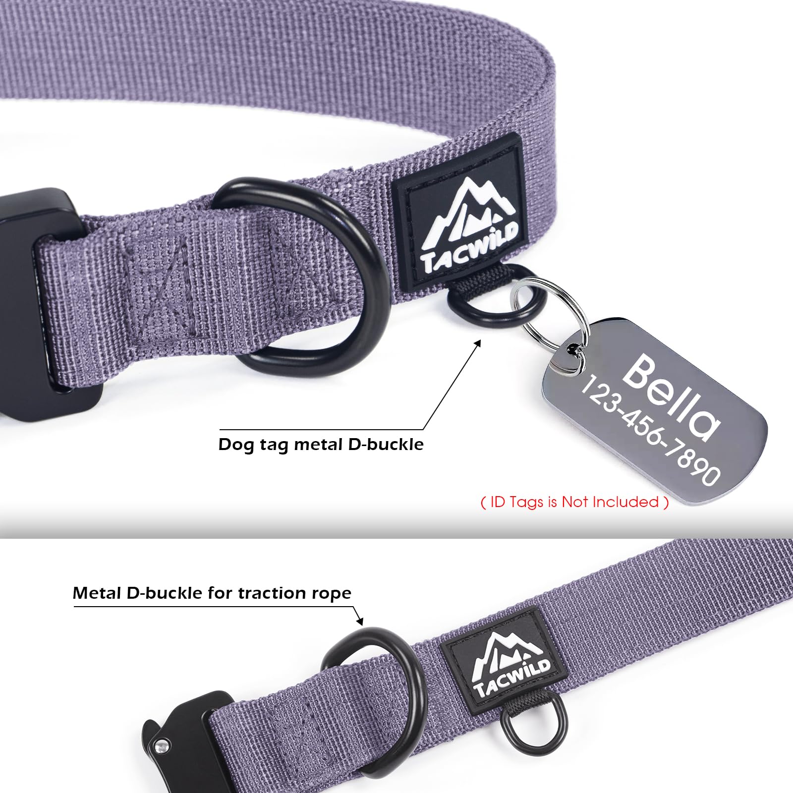 Tacwild collar para entrenamiento y paseo diario, resistente para perros activos.