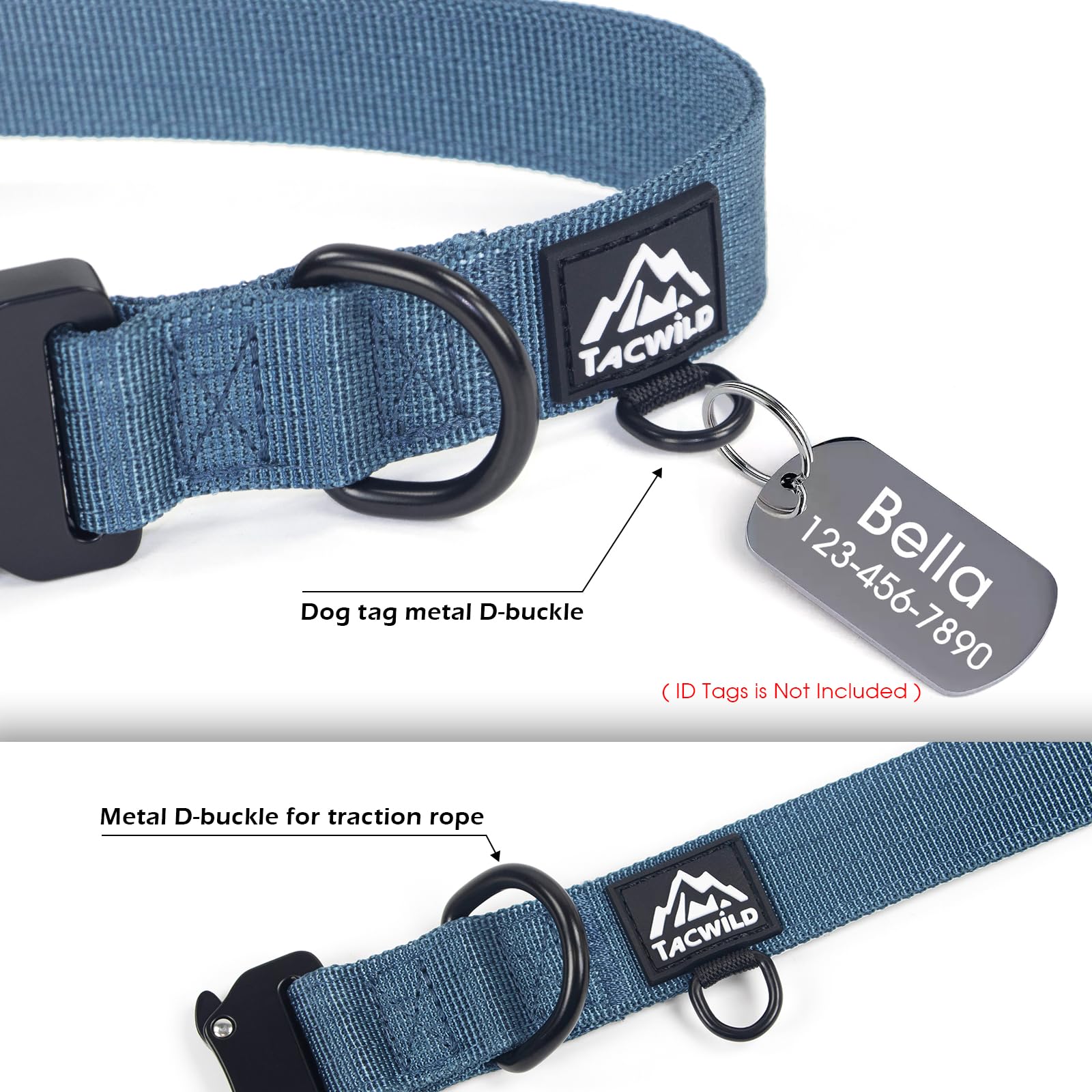 Tacwild collar con anilla D facilita sujetar la correa y controlar la caminata