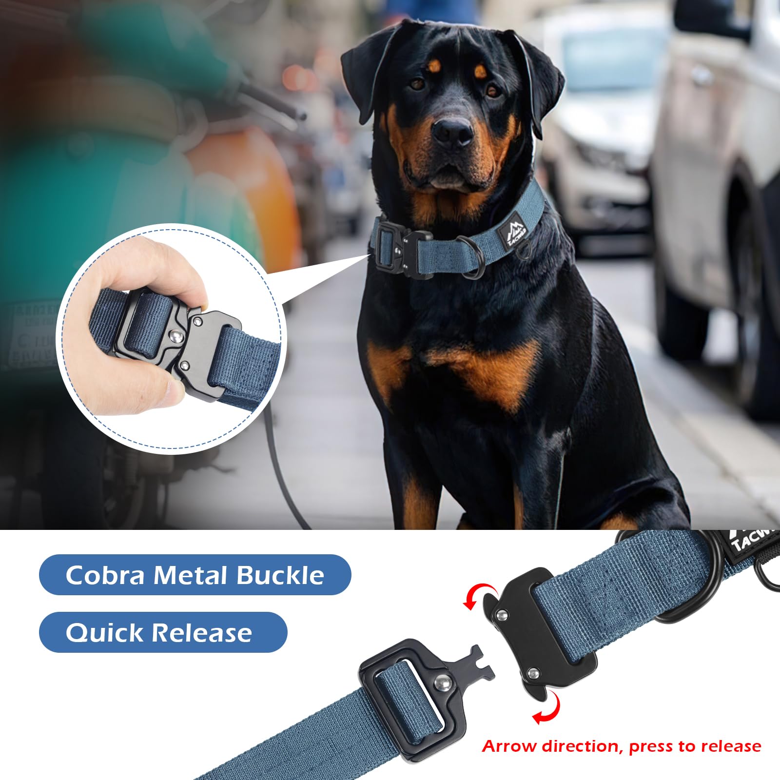 Tacwild collar nylon 1000D ofrece resistencia para perros grandes durante paseos intensos