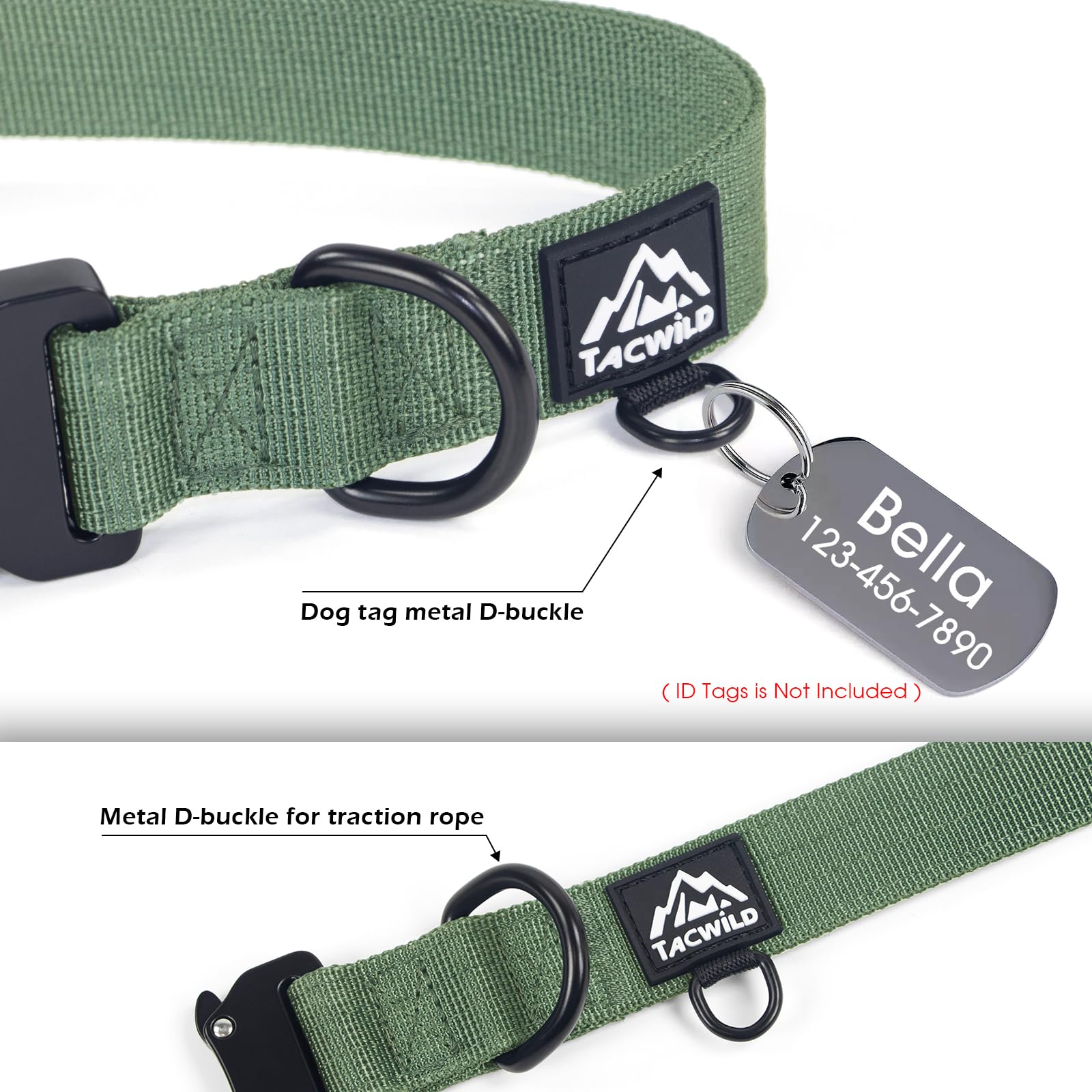 Nylon Tacwild 1000D ofrece durabilidad para perros grandes y entrenamientos.