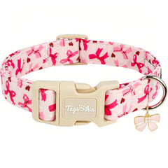 Tag4Oikia collar de perro con lazo rosa, ideal para fotos festivas.