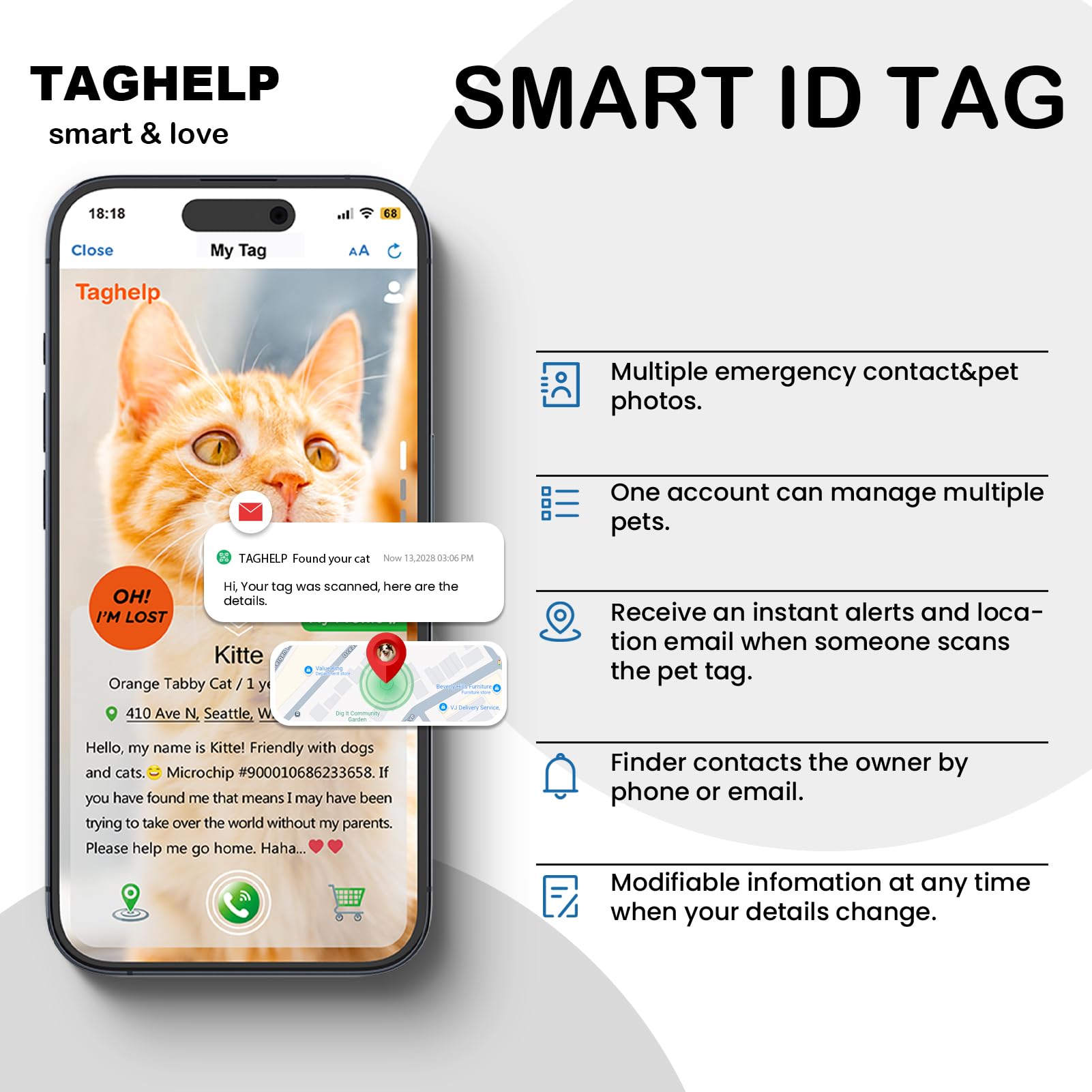 Acabado rosa y detalles Taghelp para estilo y visibilidad