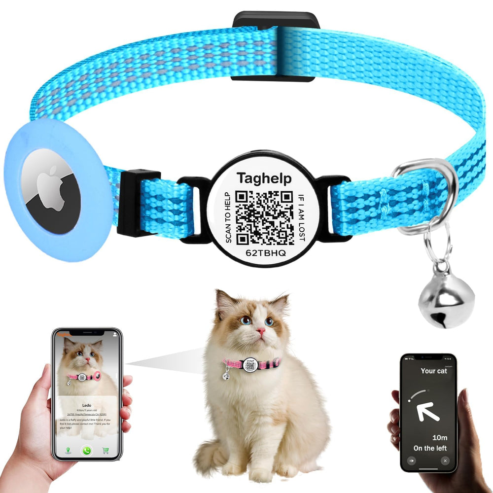 Taghelp collar para gato con AirTag reflejante para mayor visibilidad nocturna