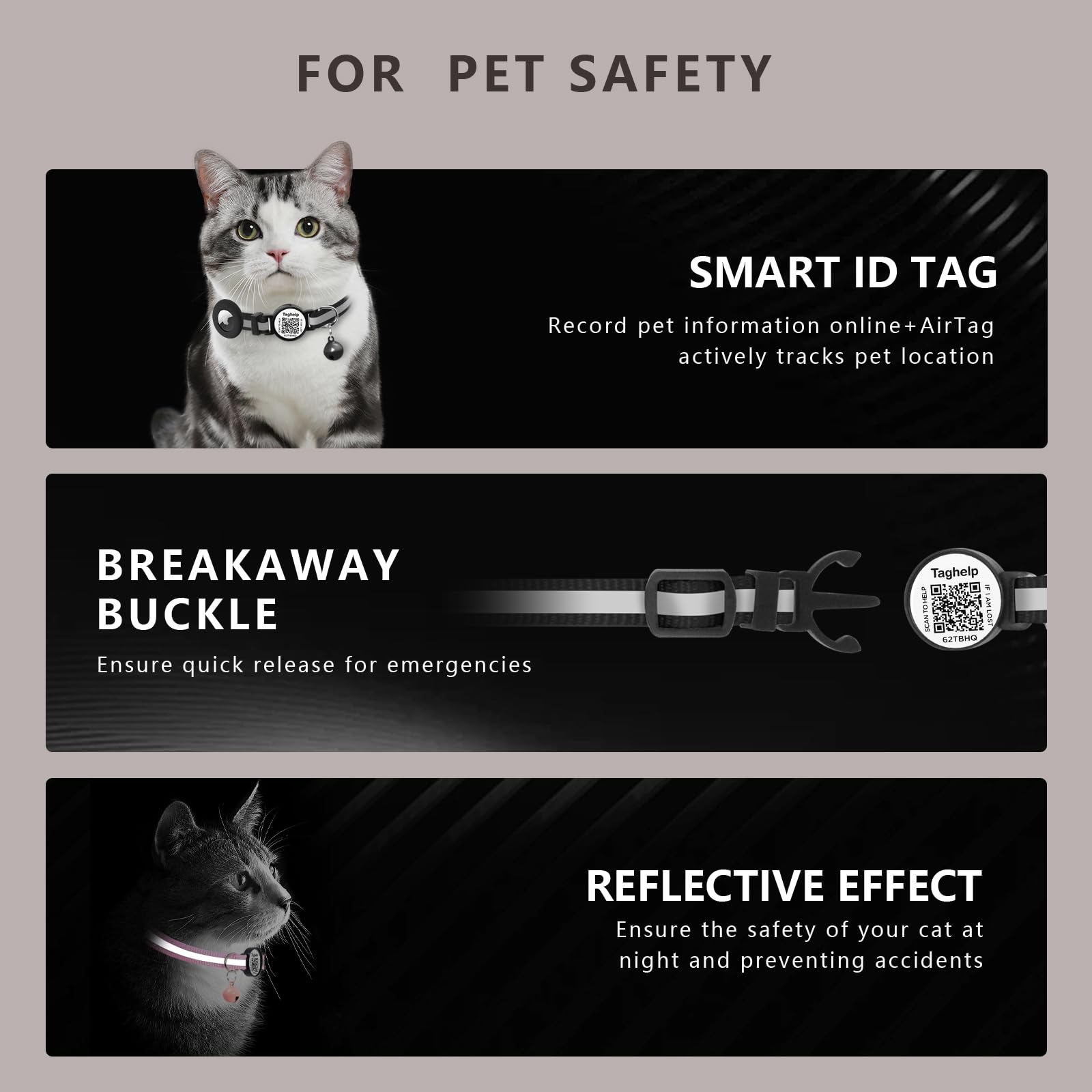 Taghelp collar reflector para mayor visibilidad nocturna