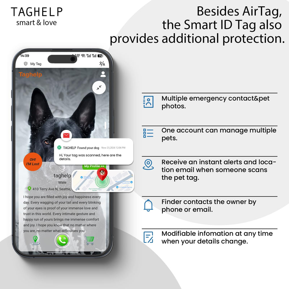 Taghelp configuración rápida de ID para personalizar datos de tu mascota.