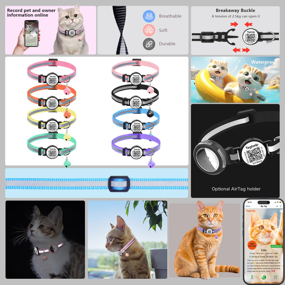 Taghelp código QR de identificación para gestión rápida de datos del gato.