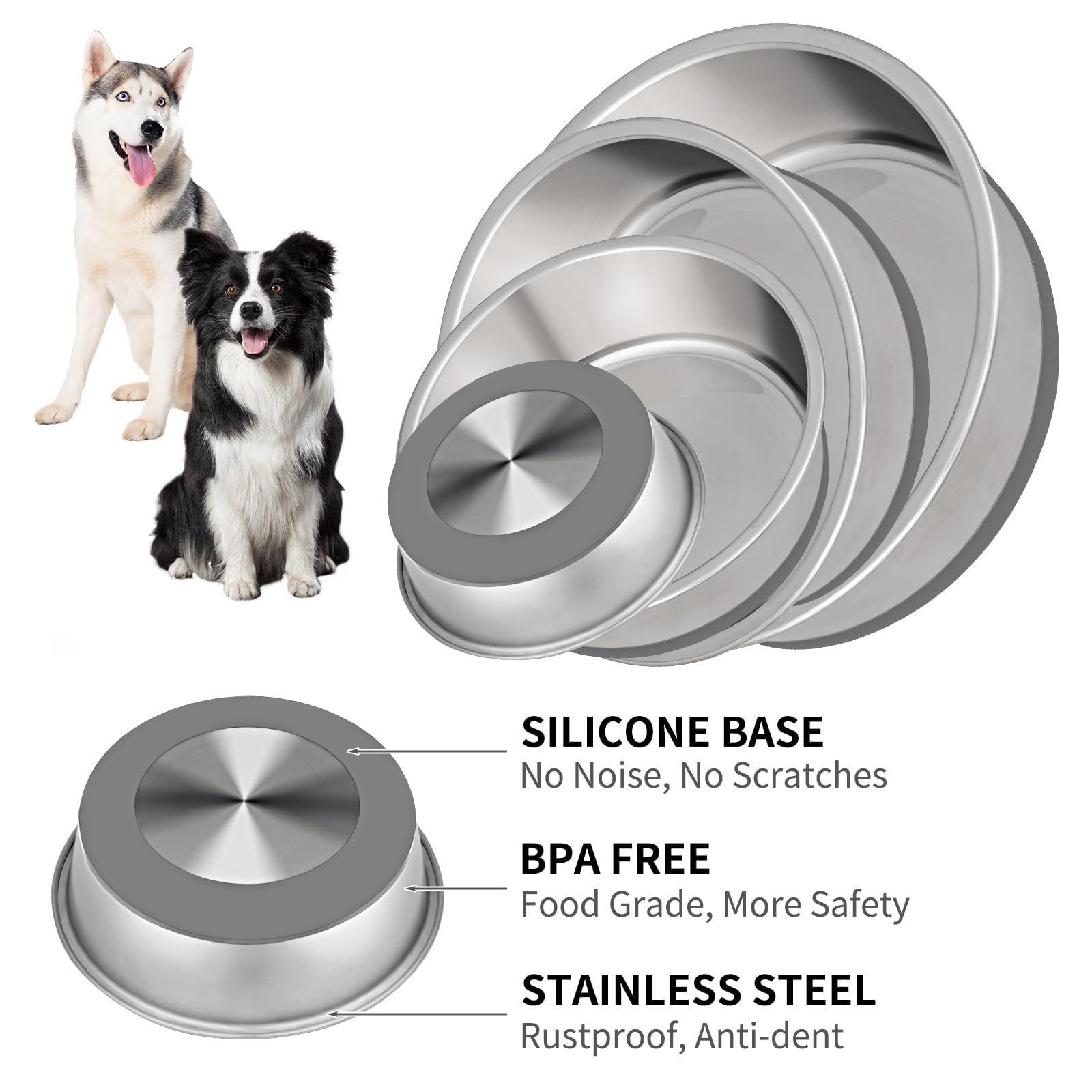 Taglory plato de acero inoxidable resistente a óxido, ideal para mascotas activas.