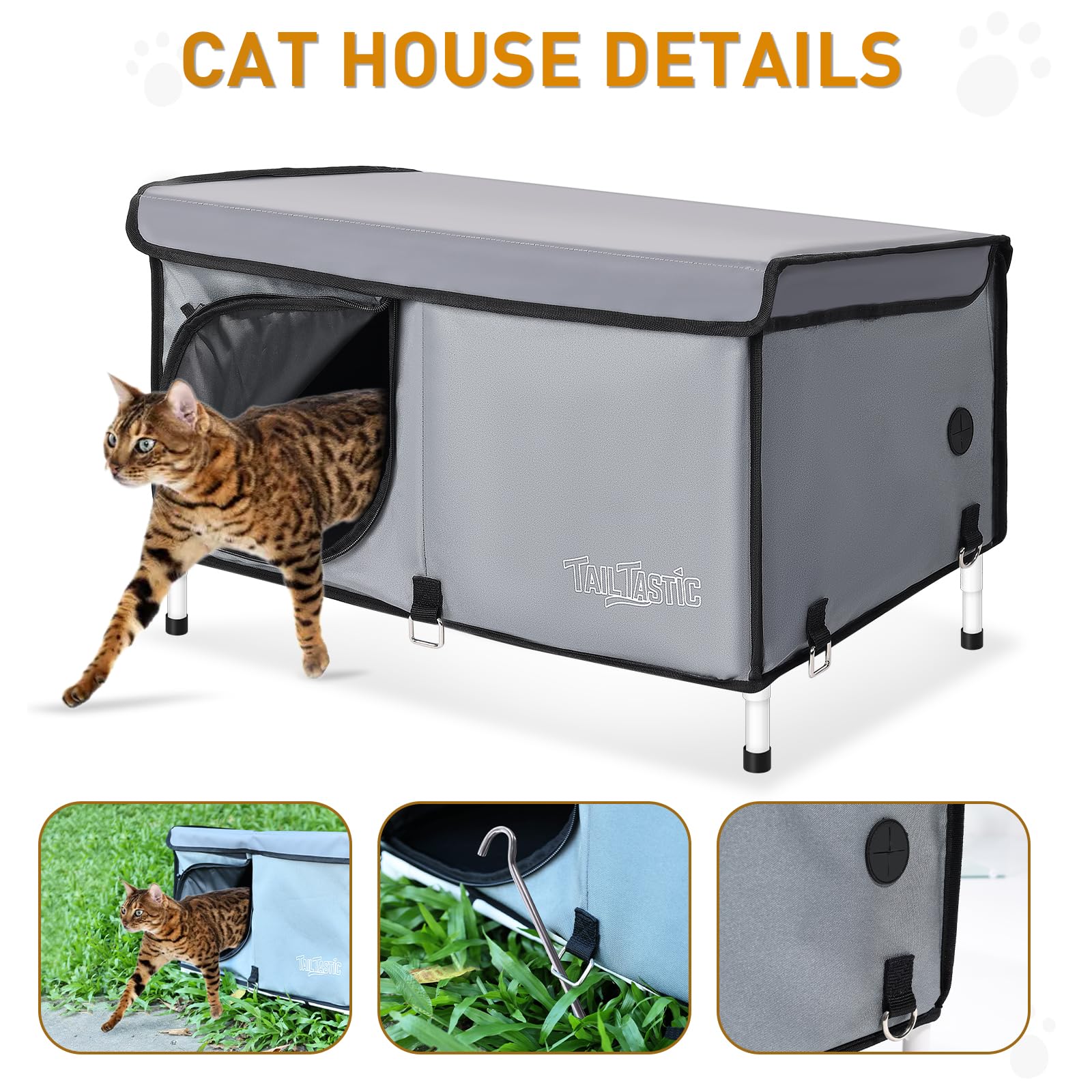 TailTastic casa-gato ensamblaje facil sin herramientas para instalación rápida.