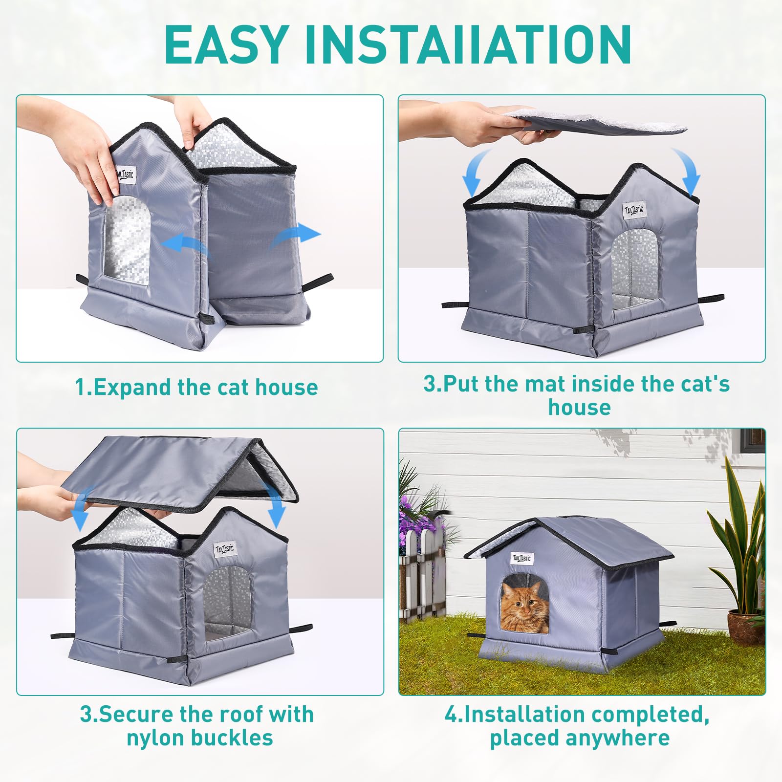 TailTastic Casita Gatos Exterior: capacidad para gatos de hasta 12 libras.