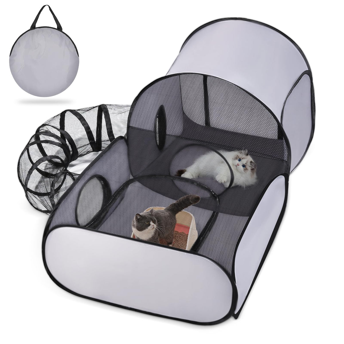 TailTastic parque gatos 3 en 1 exterior interior para juego seguro