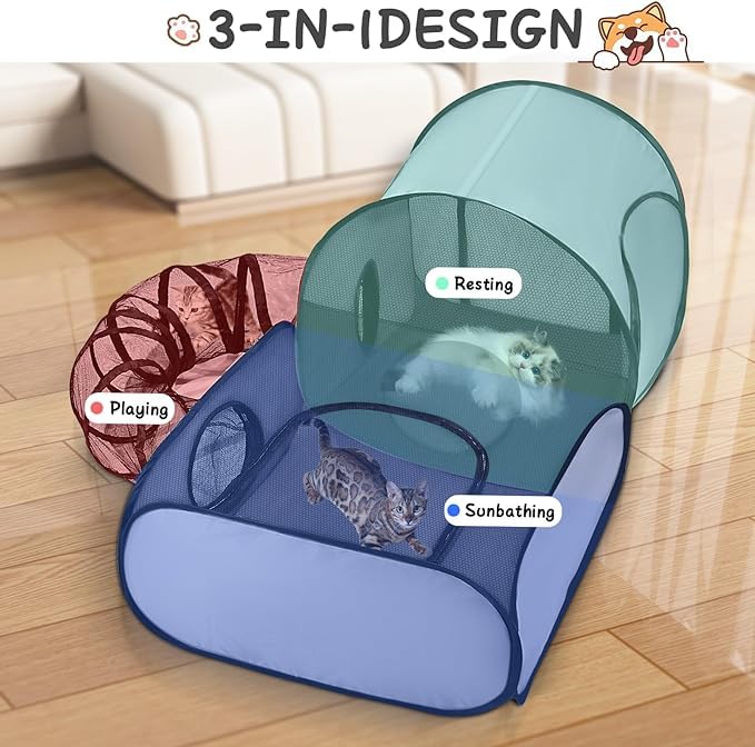 TailTastic tunel juego gatos plegable diversión interactiva y transporte cómodo