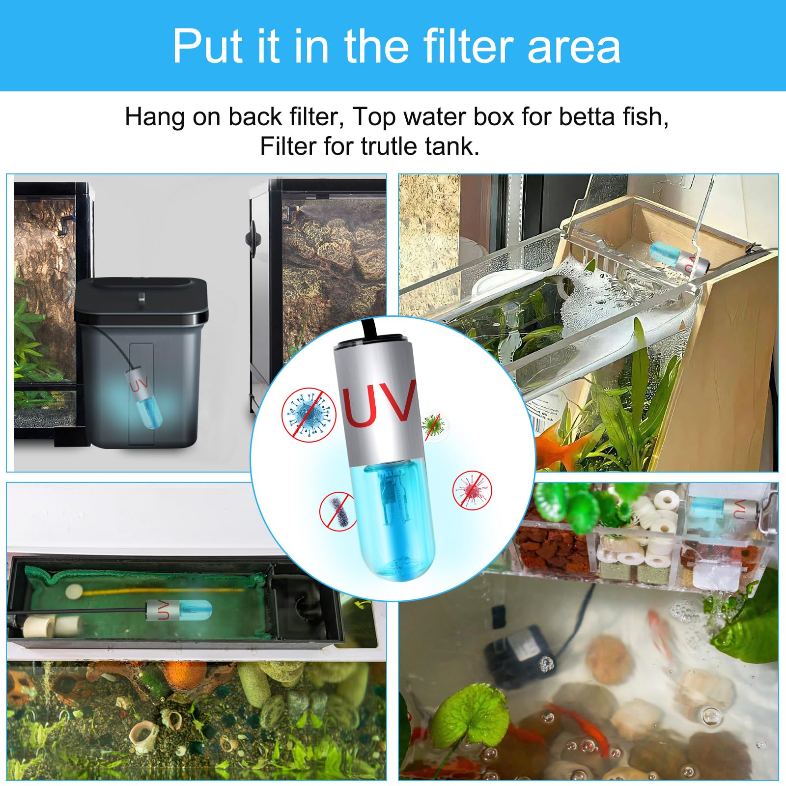 TAISHAN 3W mini acuario: uso sencillo con botón