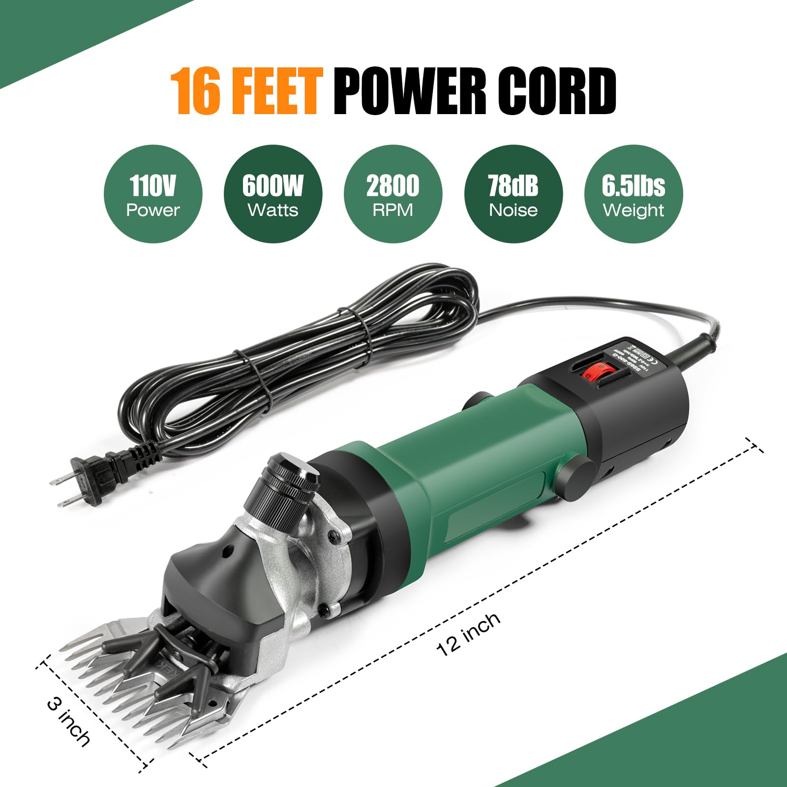 TAKEKIT rango de velocidad 2800 revoluciones por minuto para esquilado preciso