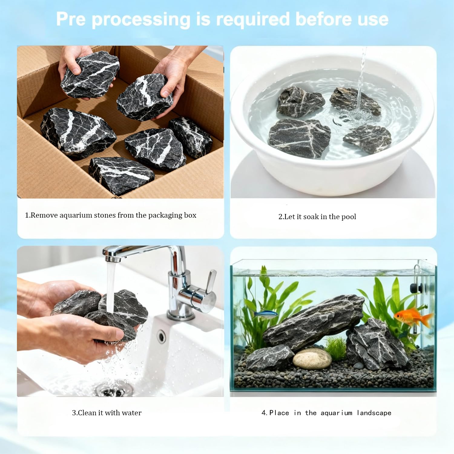 TankMatDecor Paludarium con Seiryu, piedras para diseño artesanal y estructura estable